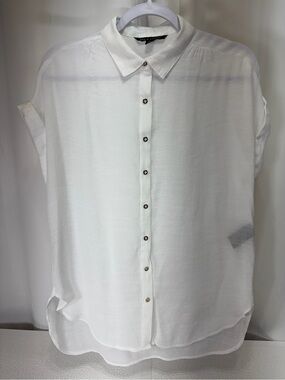 Zac & Rachel White Short-Sleeve Sheer Button-Down Shirt 3791